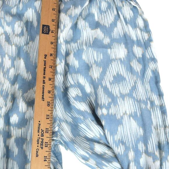 Zara Blue White Ikat Print Lounge Pants Medium Elastic Waist Boho Resortwear - Picture 4 of 8